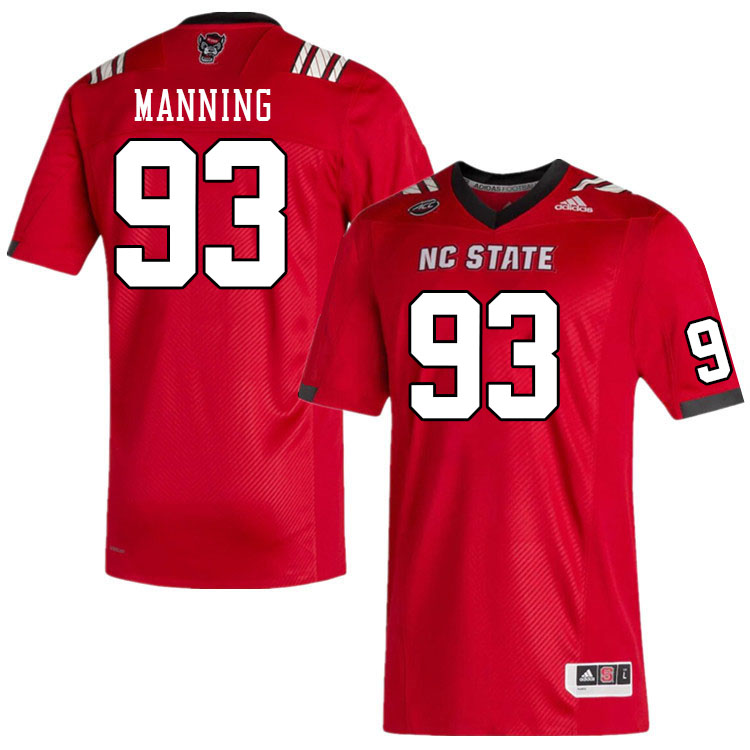 Men #93 Chris Manning NC State Wolfpack College Football Jerseys Stitched Sale-Red